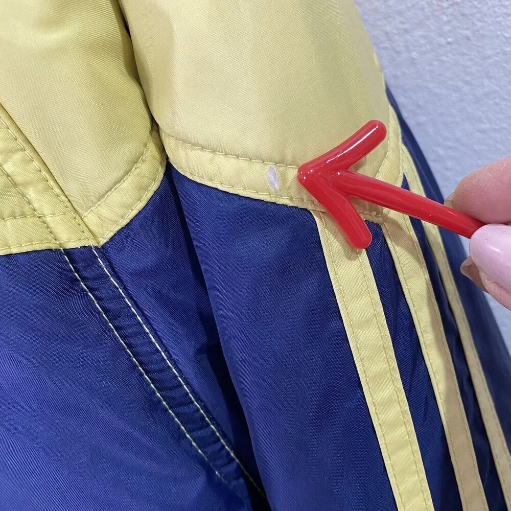 Adidas‎ Reversible Jacket Coat Size Large Navy Blue And Yellow 90s Fleece/Nylon
